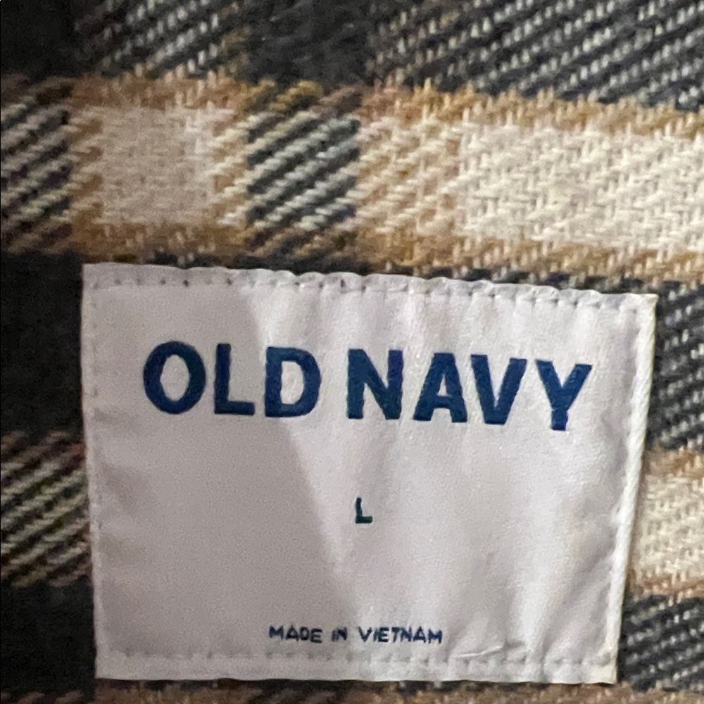Old Navy Cream and Gray Plaid Pea Coat - Picture 2 of 6